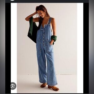 Free People Blue Denim Jumpsuit